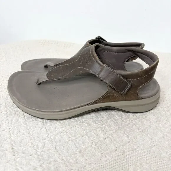 Merrell Brown Leather Brindle Sandals Thong Slingback - Picture 5 of 10